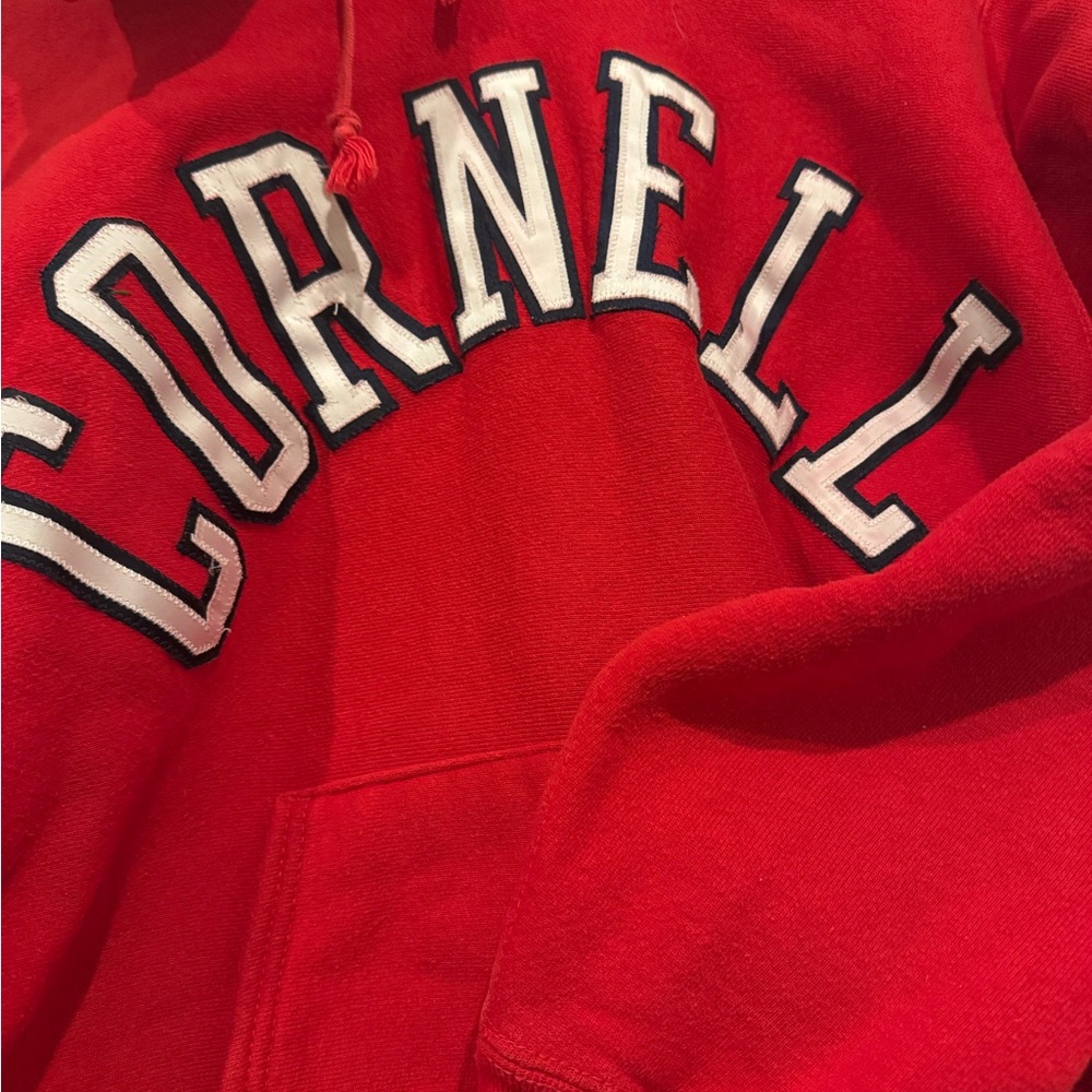 Vintage Champion Red Reverse Weave Cornell Hoodie